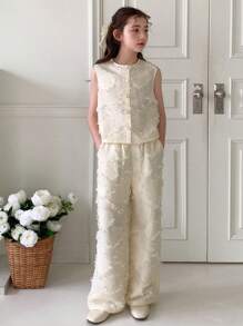 Hapijoa Tween-Mädchen 2-teiliges Herbst-Kleidungsset - Dünnes Oberteil und Hose