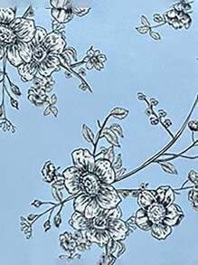 Aloruh 女士优雅性感 V 领露背修身蕾丝拼布印花连衣裙 - 彩色 - 查看 8