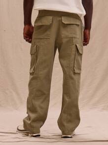 Musero Multi Utility Pocket Straight Leg Cargo Jeans Spring Summer Streetstyle Easter Festival - Army Green - View 4