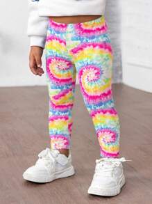 Baby Girls' Casual Comfortable Tie Dye Print Leggings - Multicolor - View 1