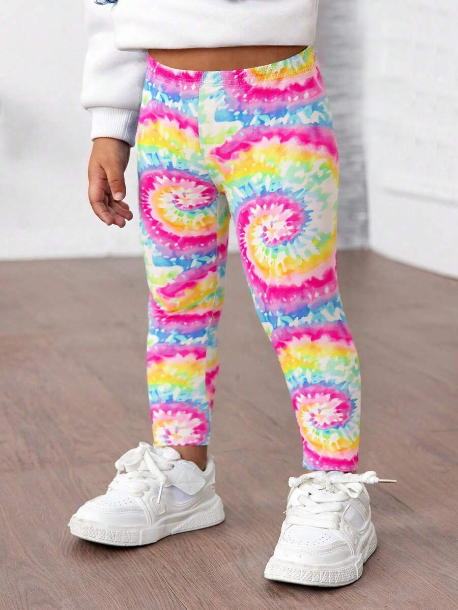 Baby Girls' Casual Comfortable Tie Dye Print Leggings - Multicolor - View 1