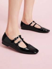 CUCCOO DOLLMOD Women Cute Flat Student/Dance Shoes - Black - View 1