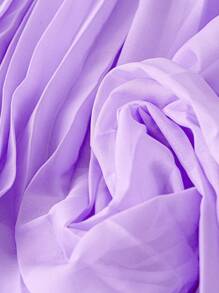 DreamSkyne Váy dài đến đầu gối bằng vải voan nhiều lớp màu xanh Alice trễ vai thanh lịch, giản dị, sang trọng, dành cho phù dâu trong đám cưới mùa xuân/hè cỡ lớn dành cho phụ nữ - Màu tím - Xem 3