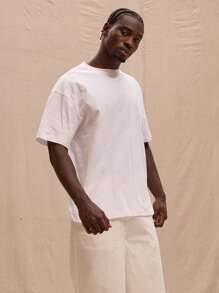 Musero Oversized Solid Color T-Shirt Spring, Summer, Streetstyle - White - View 1