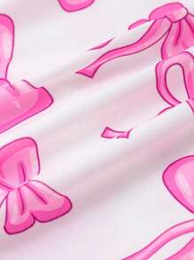 Pijamas adorables y dulces con estampado de lazo para niñas