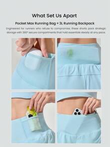 GLOWMODE Shorts de correr ultraligeros de cintura alta con ajuste de cordón, bolsillos múltiples, de secado rápido y con ropa interior antiolor incorporada, de 2.5 pulgadas, para entrenamiento y actividad física.