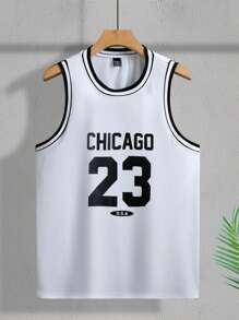 Manfinity Homme Men's Casual Letter Print Sleeveless Tank Top, Summer