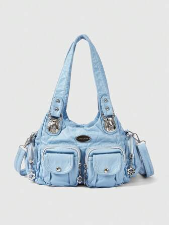 Grunge Punk New Punk Rock Chic Women Shoulder Bag, Dark Tote Bag, Biker Motorcycle Purse