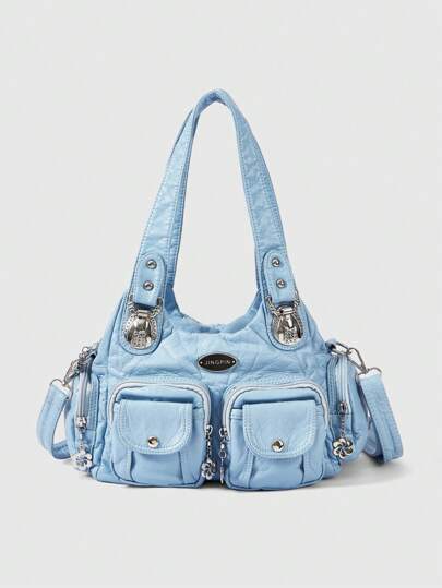 Grunge Punk Neue Punk Rock Chic Damen Schultertasche, dunkle Tragetasche, Motorrad-Biker-Handtasche