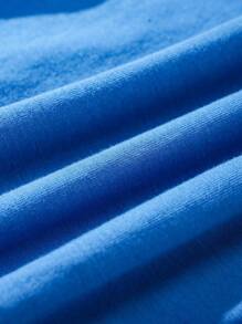 Shark Week X SHEIN Baby Boy Cartoon Shark Print Yellow White Striped Blue Cute Romper For Spring And Summer - Blue - View 5