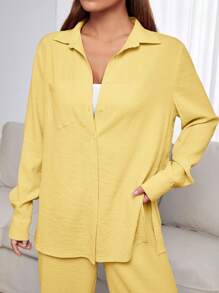 SHEIN EZwear 女士日常两件套服装 - 黃色 - 查看 5