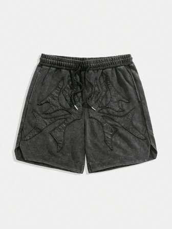 Grunge Punk Shorts d'été décontractés pour hommes avec cordon de serrage à la taille et patch brodé