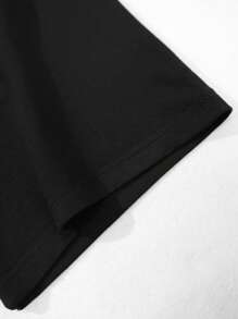 Manfinity Homme Men's Summer Casual Solid Color Short Sleeve T-Shirt Men's T Shirts T Shirt For Man Men's Tshirt Men's T Shirts Casual T Shirts For Men - Black - View 6