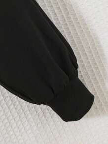 SHEIN Cô gái tuổi teen Túi có nắp Thả vai Dây kéo Áo khoác - màu đen - Xem 5