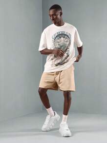 SUMWON Bộ đồ phối hợp thời trang dạo phố Áo phông in họa tiết thường ngày mùa hè Quần short hở đáy Bộ đồ hai mảnh Đồ mặc ở nhà Thể thao Phối đồ thành thị Bộ thời trang thoải mái - Màu Khaki - Xem 1