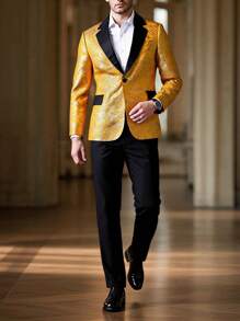 Manfinity Mode Gentleman's Jacquard Single-Breasted Suit Jacket - Multicolor - View 1