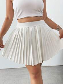 POPSWAY High Waist Pleated Tennis Skirt For Women, Fitness Accordion Pleat Mini Skirt - White - View 6