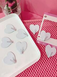 彩色心形粘性墙钩 - 可爱的不锈钢爱心挂钩，适用于房间装饰、浴室和卧室装饰的家居组织