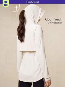 OutZeal Kurtka z kapturem SunProof UPF50+ Cooling Sun Protection ze ściągaczem w pasie i odpinanym daszkiem
