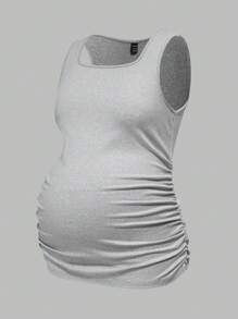 Modmama Set de 3 camisetas de tirantes de unicolor para maternidad, slimming, casuales y sencillas, perfectas para el verano - Blanco y Negro - Ver 8