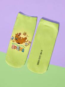 SCOOBY-DOO X SHEIN 1 Pair Cartoon & Letter Pattern Fashion Ankle Socks - Multicolor - View 3