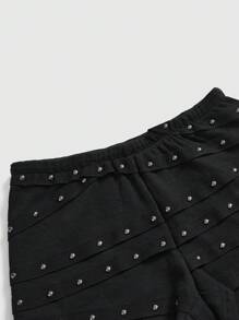 ROMWE Grunge Punk Canotta da donna sexy senza maniche con schiena scoperta, decorata con rivetti/strass, scollo a V, adatta per spiaggia estiva, laurea, Pasqua, concerti, vacanze a Nashville, festival musicali