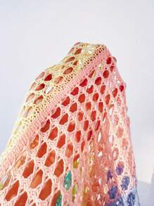 Skyraze Women's Loose Micro Hollow Beach Holiday Dress, Summer Cover Up - Multicolor - View 8