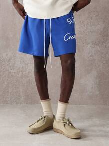 SUMWON Pantaloni scurți de baschet din nailon premium, atletici, cu talie cu șnur, departament creativ, antrenament de vară, antrenament la sală, sport activ, îmbrăcăminte de performanță, absorbție a umezelii, îmbrăcăminte urbană de stradă