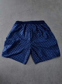 PAVTROS 男士拼色格子休闲印花短裤，适合老公、户外和数码印花