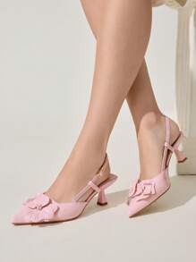 CUCCOO CHICEST 女士优雅浪漫尖头细高跟鞋，浅粉色漆皮鞋，适合下午茶和约会，夏季