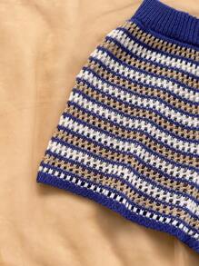 Soleia 休闲度假、海滩、婚礼宾客、毕业早午餐、女士圣帕特里克节春假、复活节音乐节服装、优雅波西米亚热带蓝条纹针织两件套、春夏 - 彩色 - 查看 6