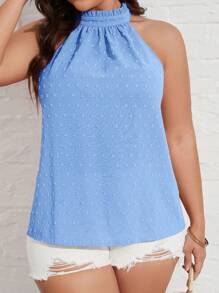 SHEIN VCAY Große Größen Sommer elegante Schweizer Punkte Neckholder-Bluse