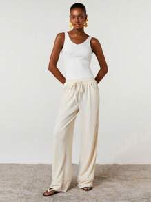 Athîral Women's Casual Solid Color Sleeveless Knit Top, Summer - White - View 3