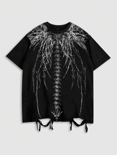 Goth 8886 T-shirt à col rond à manches courtes pour hommes, mode et adapté pour l'été, style années 2000