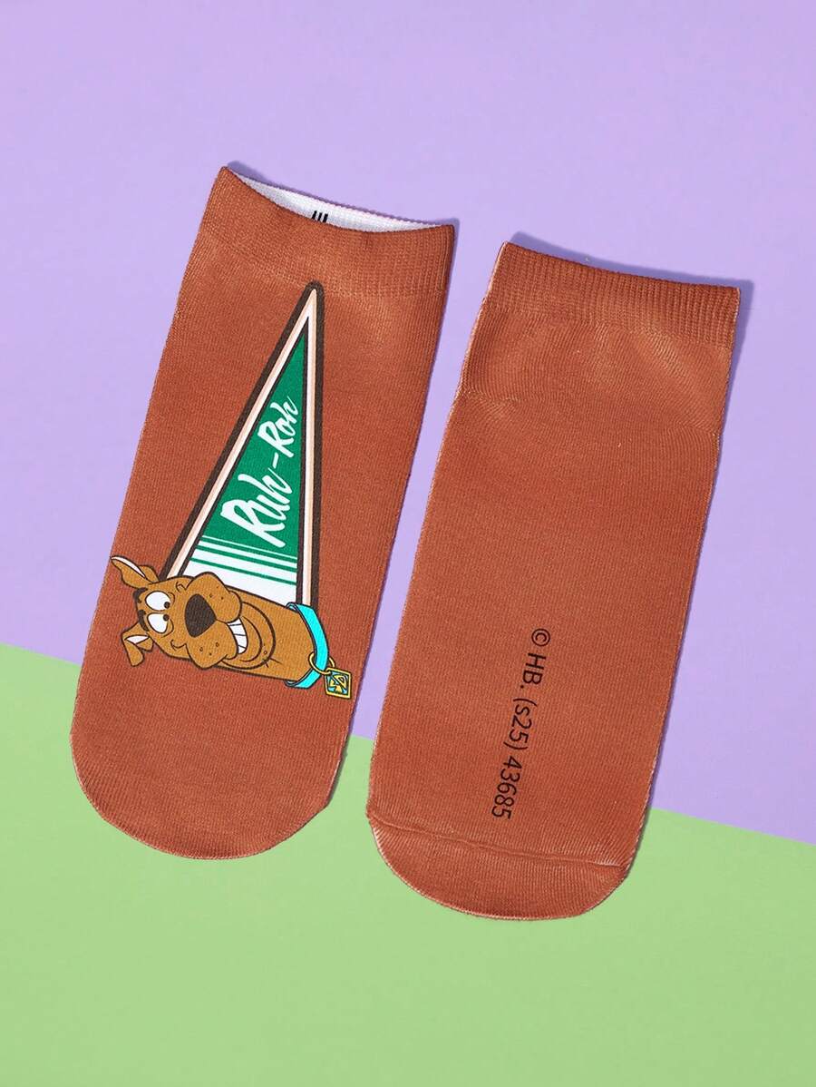 SCOOBY-DOO X SHEIN 1 Pair Cartoon Dog Pattern Fashion Ankle Socks - Multicolor - View 1