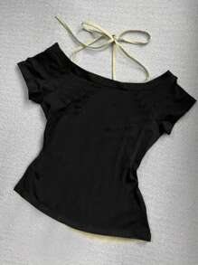 SHEIN Women's Summer Fashionable Color Blocking Slogan Print 2 In 1 T-Shirt - Multicolor - View 2