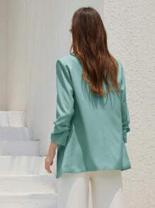 Aveloria Modichic Solid Color Casual Fashion Lightweight Long Sleeve Suit Jacket, Suitable For Spring & Summer - Green - View 2