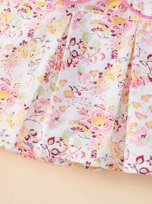 Baby Mädchen, süß, frisch, süß, bunte retro Palastmuster bedruckte Puppenbluse mit Rüschenärmeln, Top und Spitzen-Dreieckshose, geeignet für tägliche Reisen, Zuhause, Innenbereich, Einkaufen und Picknick - Pink - Übersicht 5