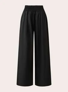 SHEIN Clasi Plus Size Women's High Waist Floral Decor Button Closure Pants - Black - View 2