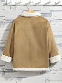 SHEIN Boy's Leisure Thick Woven Midweight Jacket With Double-Layered Placket And Thermal Lined - Multicolor - View 3