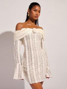 COSMINA 女士优雅白色蕾丝迷你度假连衣裙，春夏