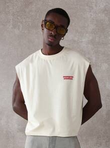 SUMWON Sleeveless Summer Tank Top Urban Street Style Muscle Tee Workout Gym Athletic Retro Graphic Design Casual Cotton Jersey Streetwear Fashion