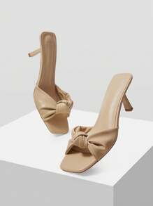 MOTF PREMIUM SQUARE TOE KNOTTED STRAP HIGH HEEL SANDALS