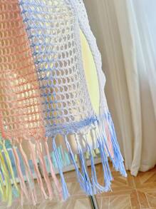 Skyraze Women's Loose Micro Hollow Beach Holiday Dress, Summer Cover Up - Multicolor - View 5