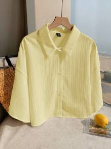 Comfortcana Blusa corta de mujer texturizada de tejido blanco, para verano