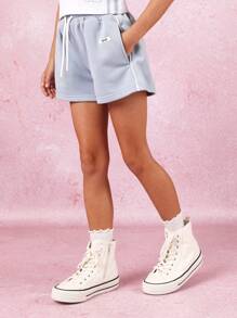 SUMWON Conjunto de top y pantalones cortos de verano deportivo para niñas, conjunto de dos piezas para entrenamiento y hacer deporte, con estampado numérico, ropa básica moderna esencial para actividades y ocio.