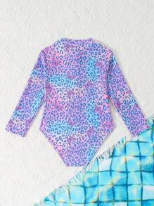 SHEIN 高品质长袖女童连体泳衣，适合海滩、度假村和温泉