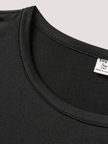 SHEIN 青少年男童格子口袋T恤和长裤睡衣套装