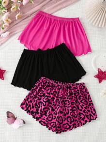 3 buc pantaloni de pijama pentru femei cu funde casual, vară