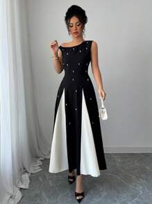 Modelyn Gaun Panjang Sedang untuk Wanita, Cocok untuk Musim Panas - Hitam - View 3
